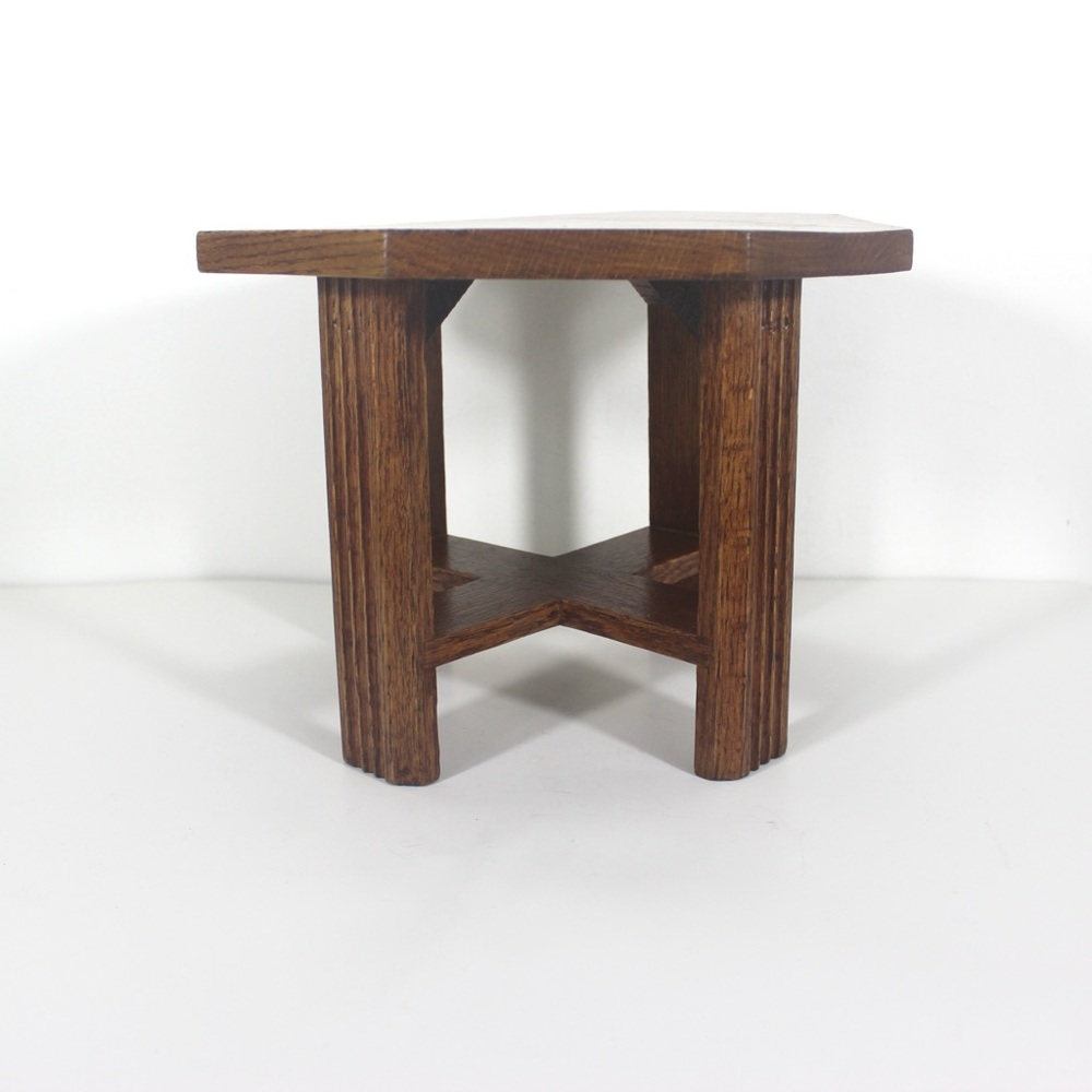 Vintage Oak Wood Octagonal Stool or Plant Stand - Picture 11 of 14